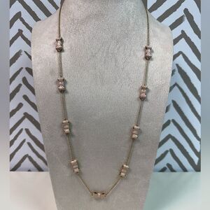 Kate Spade Blush Pink Take A Bow Long Scatter Station Necklace